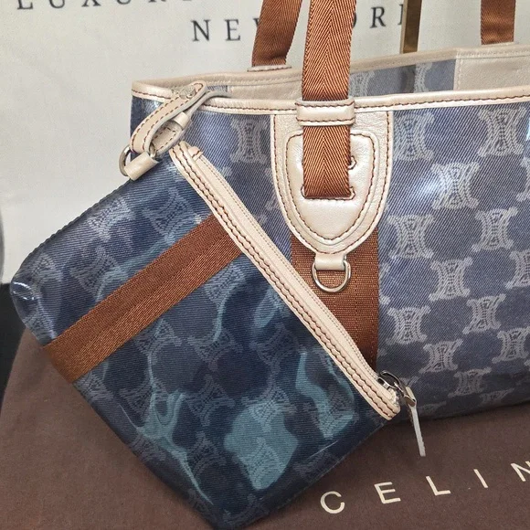 Celine Macadam Triomphe tote PVC/Leather& Pochette Early 2000s excellent cond - Picture 3 of 15